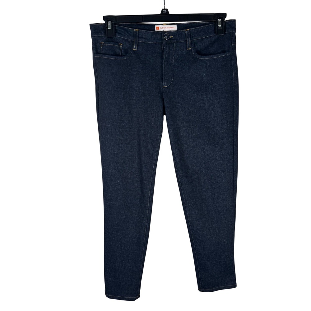 Jude Connally Womens Dark Wash Stretch Denim Look Slim Fit Pants Blue Size M
